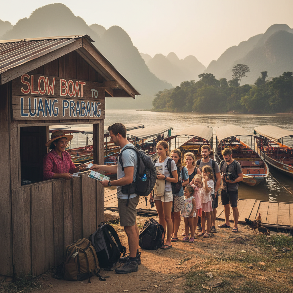 Buying Tickets to Slow Boats - Laos Travel Company - Trips & Tours Chiang Rai to Luang Prabang Slow Boat