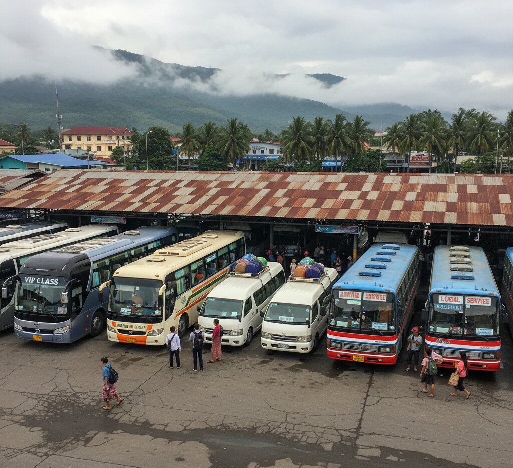 Bus stop area - Laos Travel Company - Trips & Tours laos bus tickets
