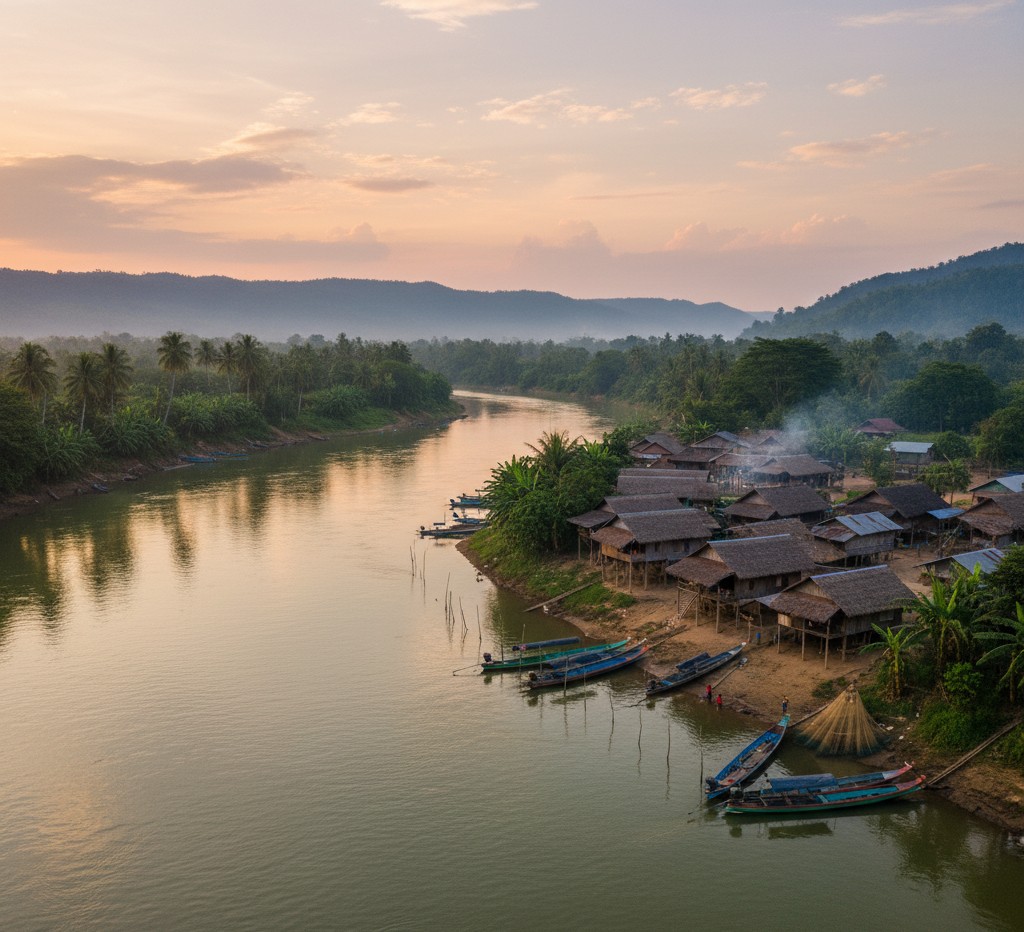 a small riverside village in Laos - Laos Travel Company - Trips & Tours Pak Beng Riverside Village